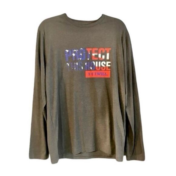 Under Armour Men's Gray HeatGear Loose Protect This House Long-Sleeve Top SZ M - Picture 1 of 7